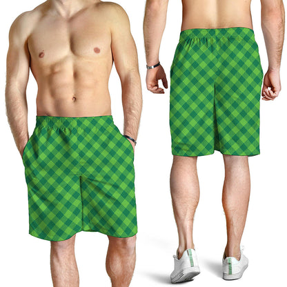 Green Plaid Saint Patrick's Day Print Men's Shorts