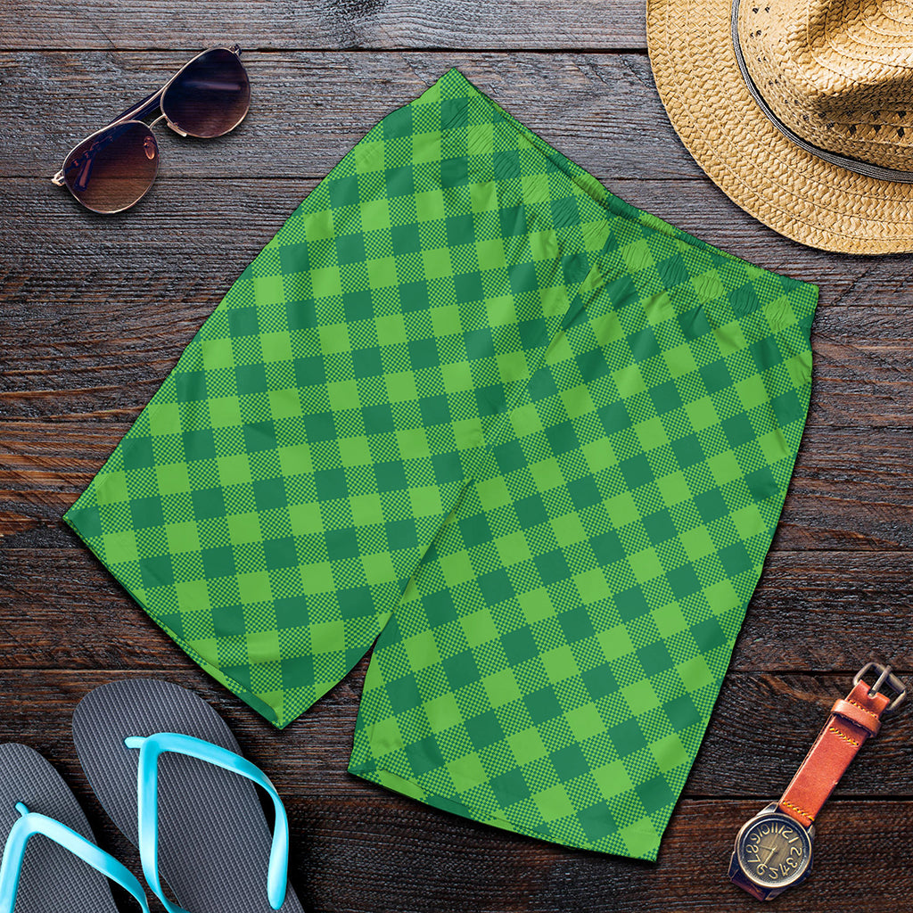 Green Plaid Saint Patrick's Day Print Men's Shorts