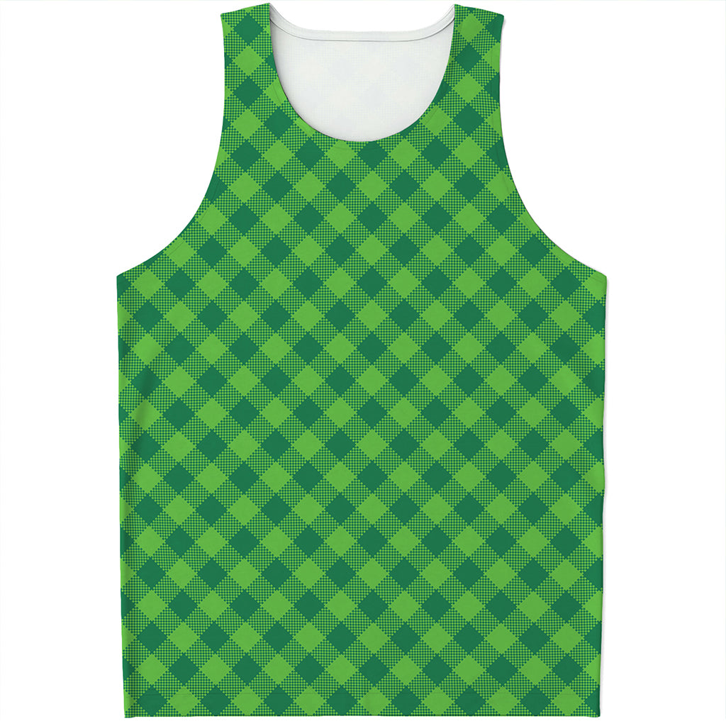 Green Plaid Saint Patrick's Day Print Men's Tank Top