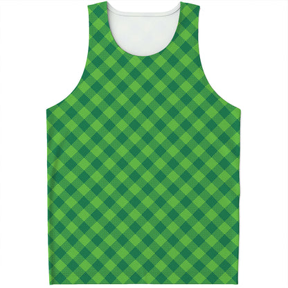 Green Plaid Saint Patrick's Day Print Men's Tank Top