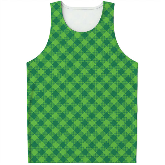 Green Plaid Saint Patrick's Day Print Men's Tank Top