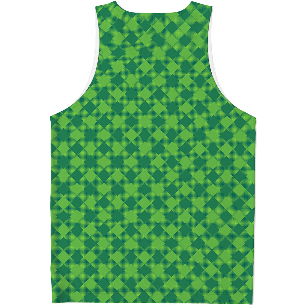 Green Plaid Saint Patrick's Day Print Men's Tank Top
