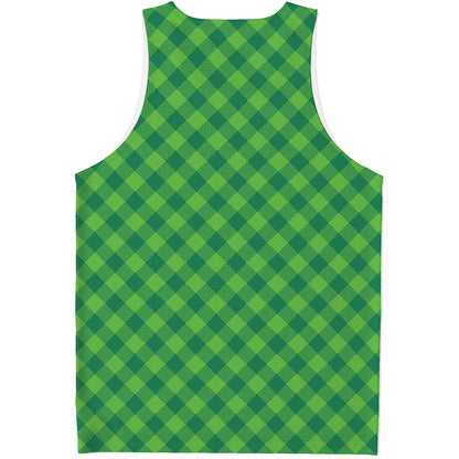 Green Plaid Saint Patrick's Day Print Men's Tank Top