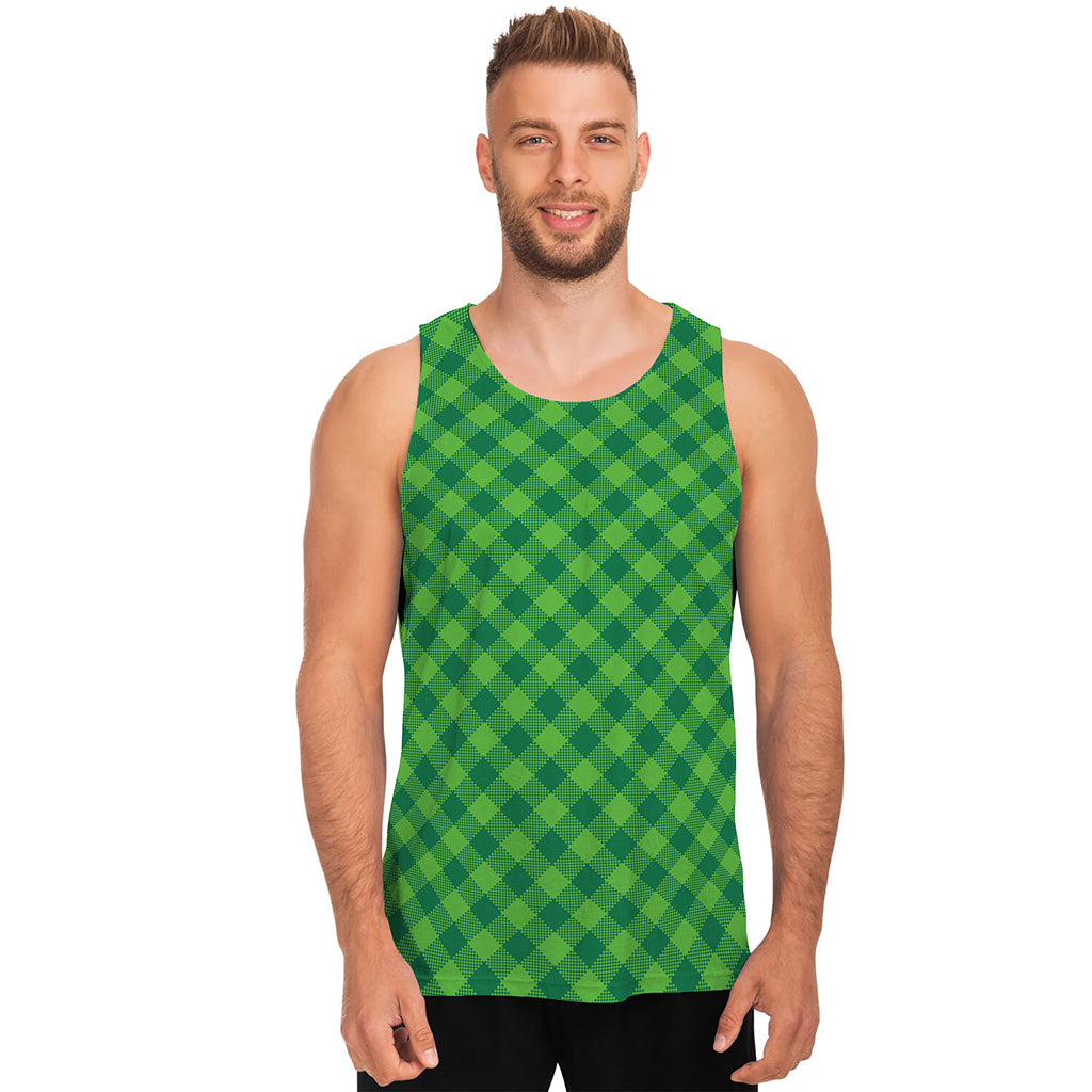 Green Plaid Saint Patrick's Day Print Men's Tank Top