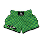 Green Plaid Saint Patrick's Day Print Muay Thai Boxing Shorts