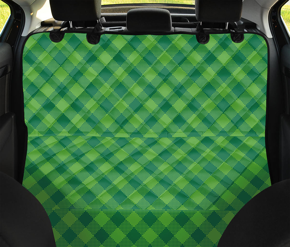 Green Plaid Saint Patrick's Day Print Pet Car Back Seat Cover