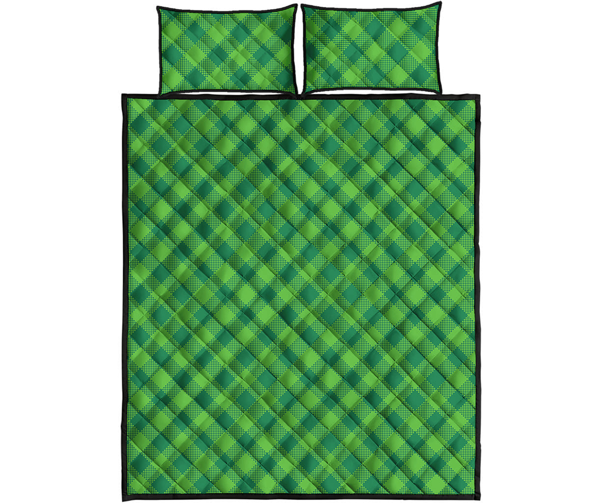 Green Plaid Saint Patrick's Day Print Quilt Bed Set