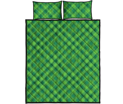Green Plaid Saint Patrick's Day Print Quilt Bed Set