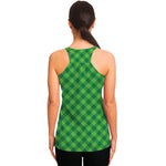 Green Plaid Saint Patrick's Day Print Women's Racerback Tank Top