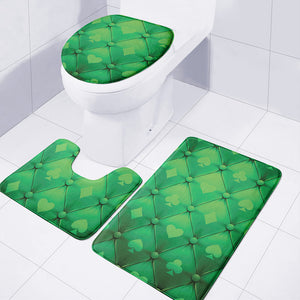 Green Playing Card Suits Pattern Print 3 Piece Bath Mat Set