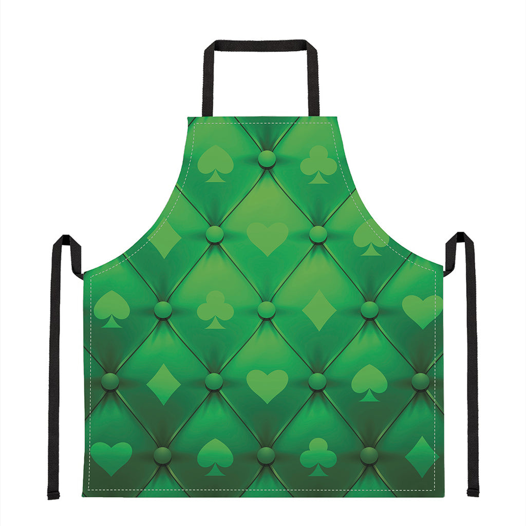 Green Playing Card Suits Pattern Print Apron