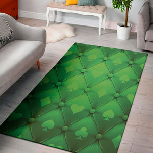 Green Playing Card Suits Pattern Print Area Rug