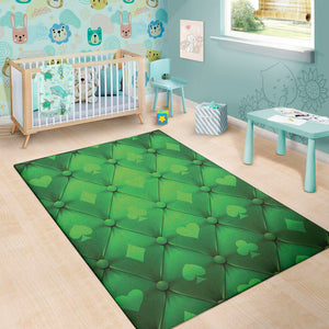 Green Playing Card Suits Pattern Print Area Rug