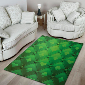 Green Playing Card Suits Pattern Print Area Rug