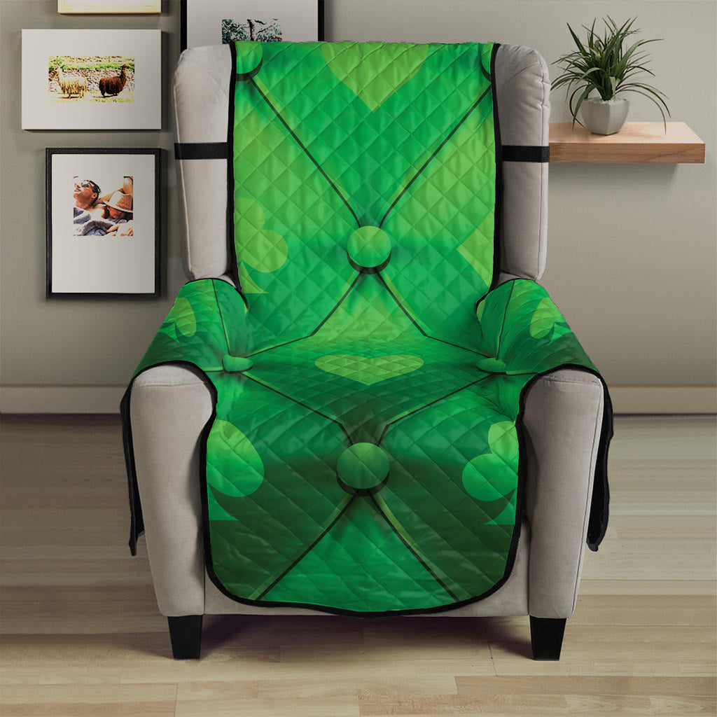 Green Playing Card Suits Pattern Print Armchair Protector