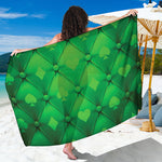Green Playing Card Suits Pattern Print Beach Sarong Wrap
