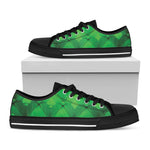 Green Playing Card Suits Pattern Print Black Low Top Shoes