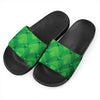 Green Playing Card Suits Pattern Print Black Slide Sandals