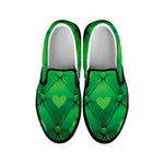 Green Playing Card Suits Pattern Print Black Slip On Shoes