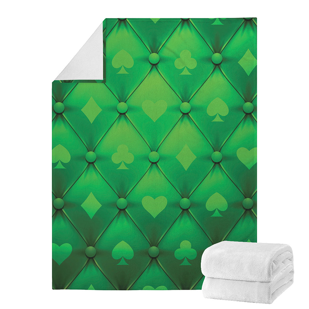 Green Playing Card Suits Pattern Print Blanket