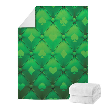 Green Playing Card Suits Pattern Print Blanket