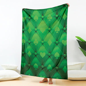 Green Playing Card Suits Pattern Print Blanket