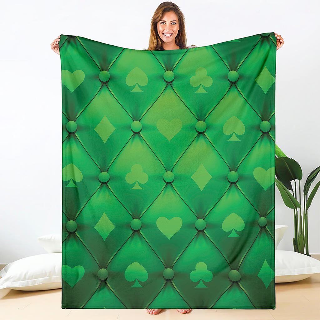 Green Playing Card Suits Pattern Print Blanket