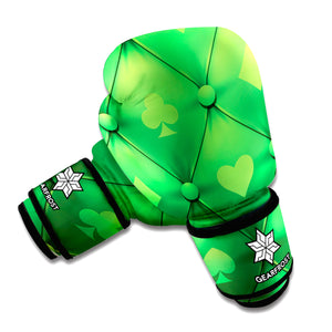 Green Playing Card Suits Pattern Print Boxing Gloves