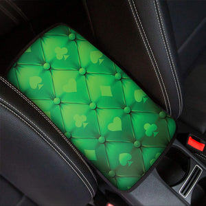 Green Playing Card Suits Pattern Print Car Center Console Cover