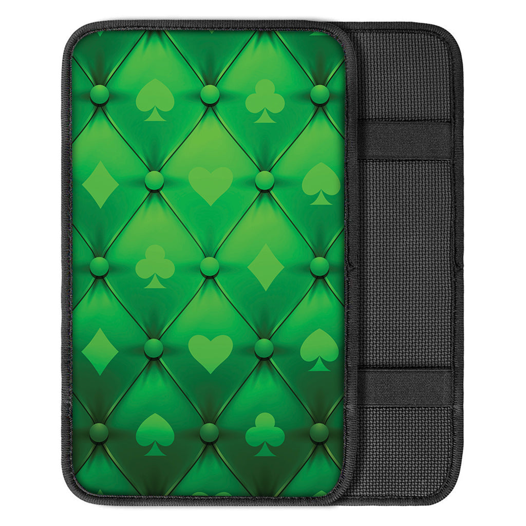 Green Playing Card Suits Pattern Print Car Center Console Cover