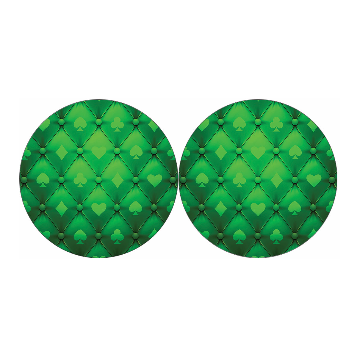 Green Playing Card Suits Pattern Print Car Coasters