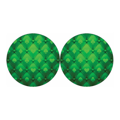 Green Playing Card Suits Pattern Print Car Coasters