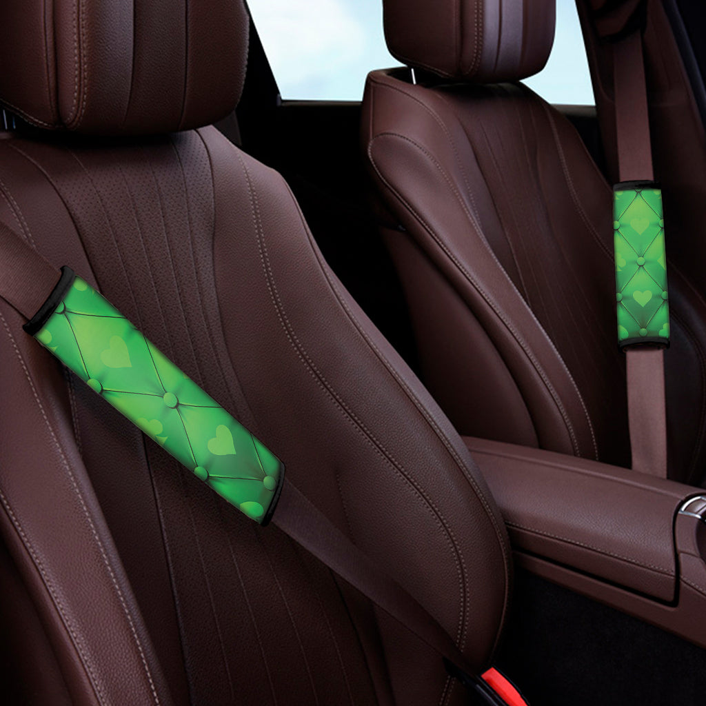 Green Playing Card Suits Pattern Print Car Seat Belt Covers