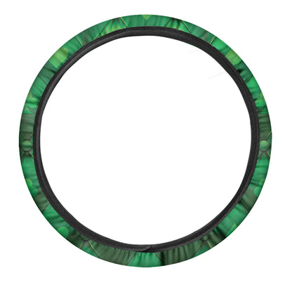 Green Playing Card Suits Pattern Print Car Steering Wheel Cover