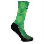 Green Playing Card Suits Pattern Print Crew Socks