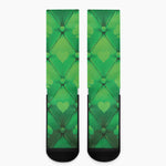 Green Playing Card Suits Pattern Print Crew Socks