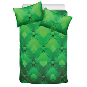 Green Playing Card Suits Pattern Print Duvet Cover Bedding Set