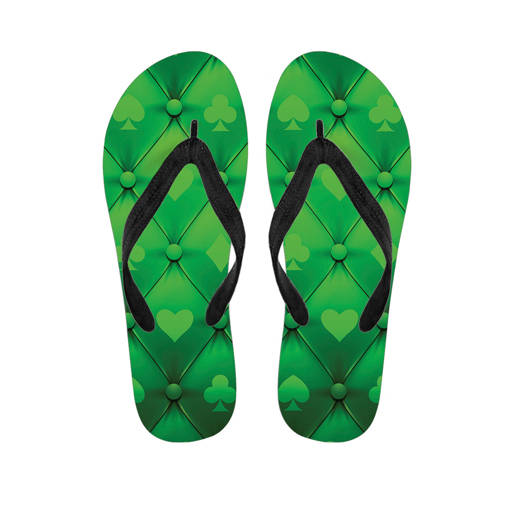 Green Playing Card Suits Pattern Print Flip Flops