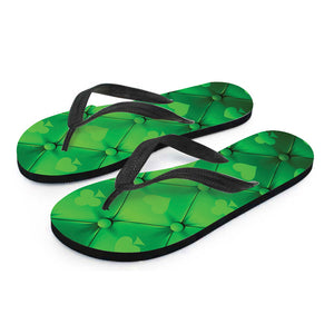 Green Playing Card Suits Pattern Print Flip Flops