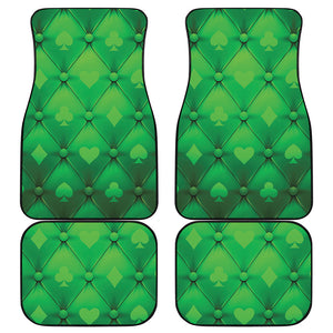 Green Playing Card Suits Pattern Print Front and Back Car Floor Mats