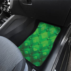 Green Playing Card Suits Pattern Print Front and Back Car Floor Mats
