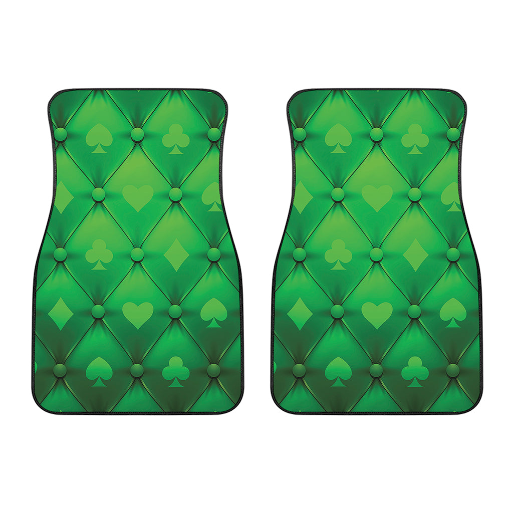 Green Playing Card Suits Pattern Print Front Car Floor Mats