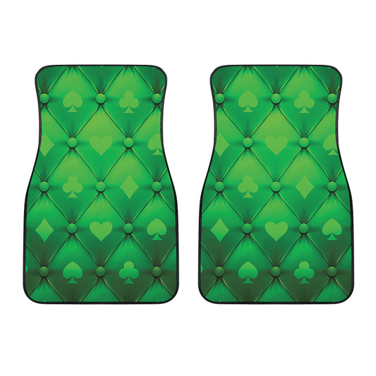 Green Playing Card Suits Pattern Print Front Car Floor Mats