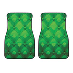 Green Playing Card Suits Pattern Print Front Car Floor Mats