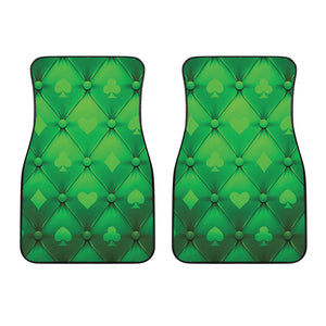 Green Playing Card Suits Pattern Print Front Car Floor Mats