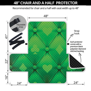 Green Playing Card Suits Pattern Print Half Sofa Protector