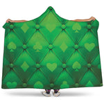 Green Playing Card Suits Pattern Print Hooded Blanket