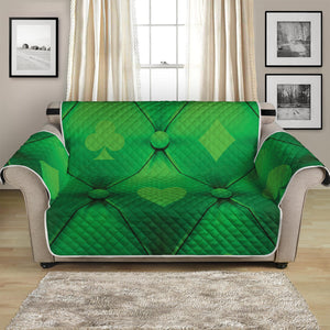 Green Playing Card Suits Pattern Print Loveseat Protector