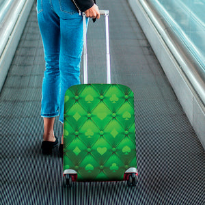 Green Playing Card Suits Pattern Print Luggage Cover