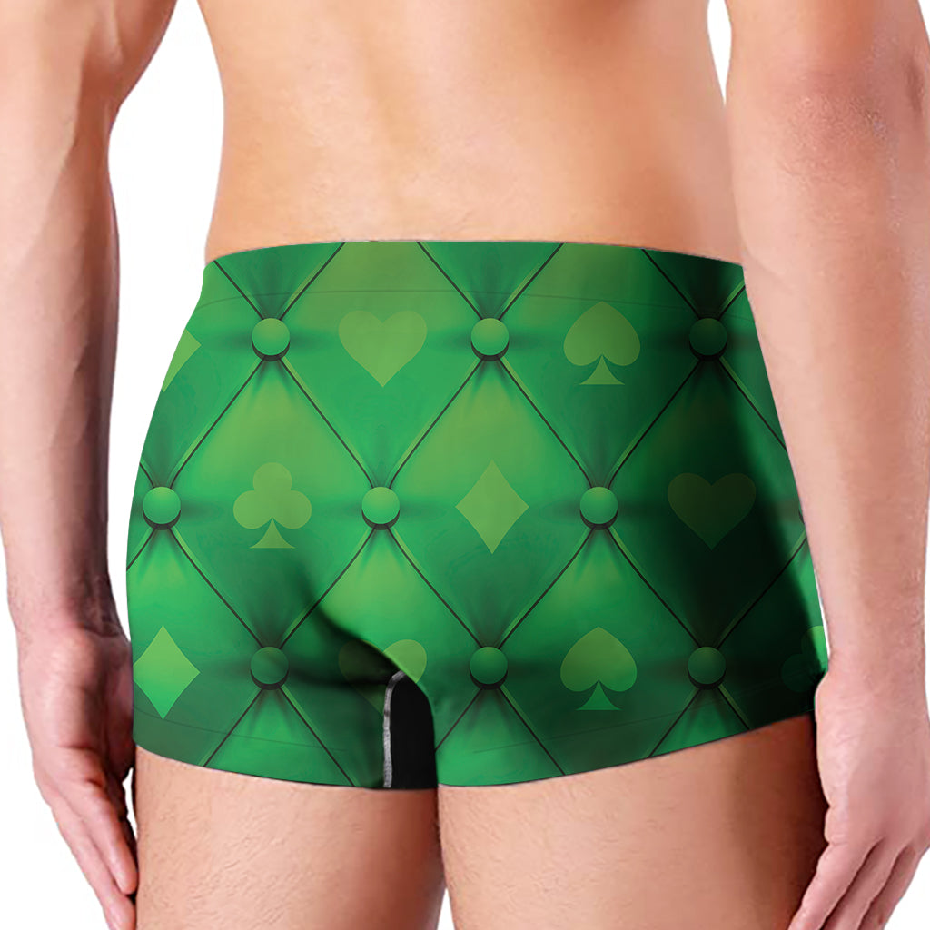 Green Playing Card Suits Pattern Print Men's Boxer Briefs